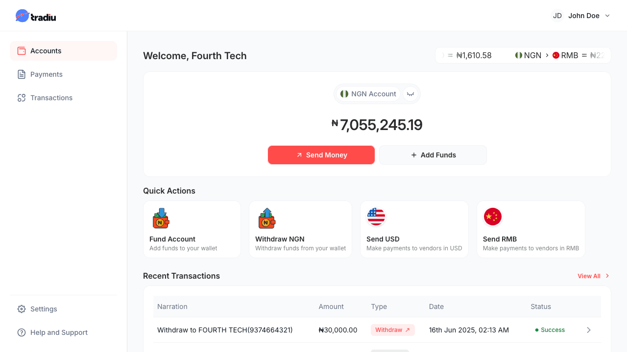 TradiuPay Dashboard
